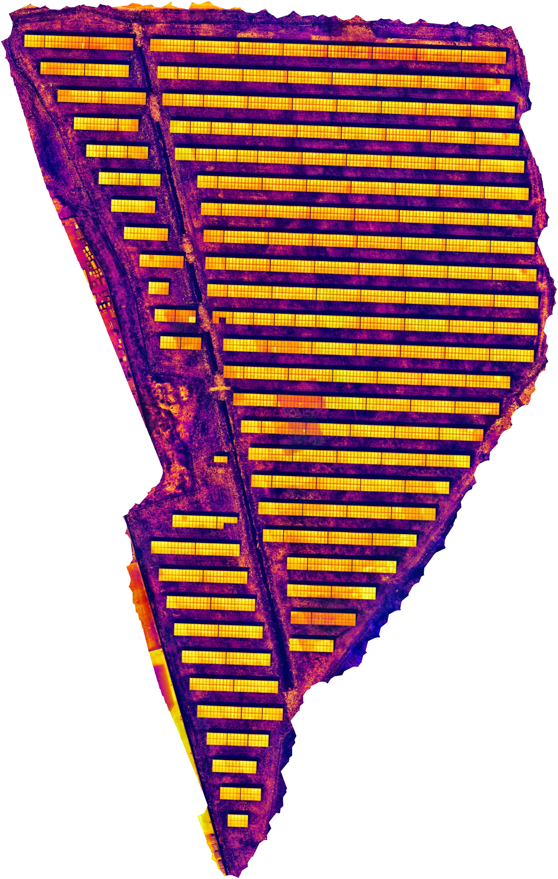 Ortofoto termica completa di un campo fotovoltaico da 980kwp